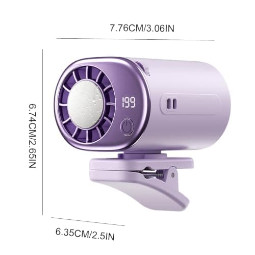 USB Car Clip Cooler Fan with LED Display (Purple) — view 4