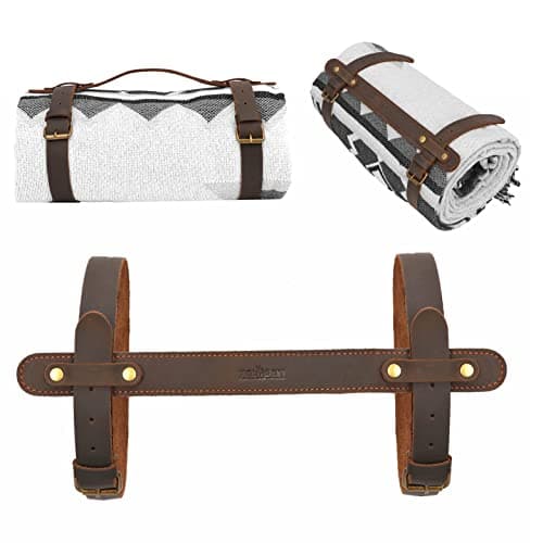 Leather Picnic Blanket Carry Strap for Outdoor Camping Travel Rug Carrier — view 4