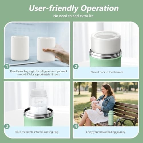 Bewinner Portable Breastmilk Cooler with 2 Bottles Wide Mouth 360° Cooling Tube, Travel Milk Chiller for Outdoor, Large Capacity 1.5L Breastmilk Storage Bottle Cooler for Toddler, Long — view 5