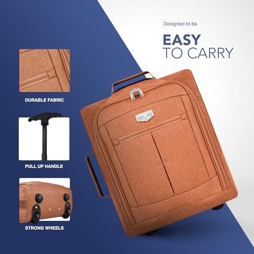 LUGG Cabin Size Lightweight Luggage - Durable 600D Polyester Snowflake Push Up Trolley - Solid Wheels - Easyjet, Ryanair, British Airways - Airway Locker (56x45x25cm) — view 5
