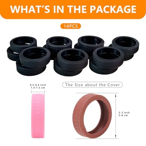 Ridegeek Luggage Wheel Covers for Suitcase,14 Pack Luggage Wheel Protector Covers for most 8-spinner Wheels Carry on Luggage, Brown, 0, Colorful Luggage Wheel Protector Covers — view 5