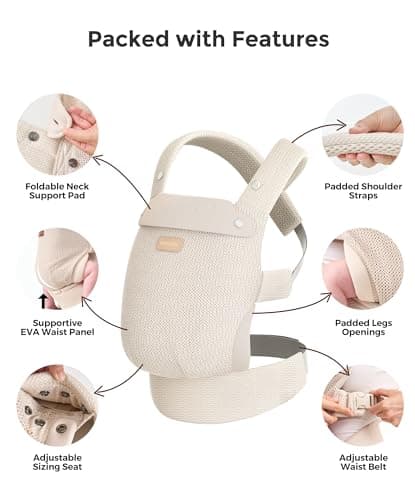 Momcozy Baby Carrier for 3-24M/3.2-20kg, Waist 64-127cm, Air Mesh-Apricot — view 6