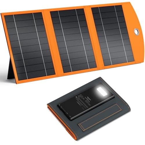 Upgraded 30W Solar Charger Portable Solar Panel, 10000mAh Power Bank, 5V 3A Foldable Solar Panel Cell Battery Charger for Camping Hiking Backpacking Outdoor Trip Compatible with Tablet Cell Phone