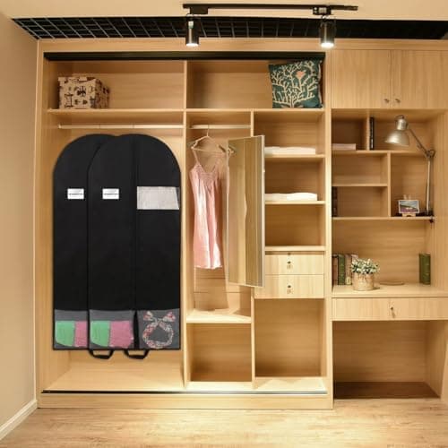 Costume Dance Garment Bag,40 inch Dance Garment Bags with 4 Clear Zipper Pockets for Suits Dress Cover, Travel Storage & Competitions, Set of 2 (Black-Oxford) — view 6