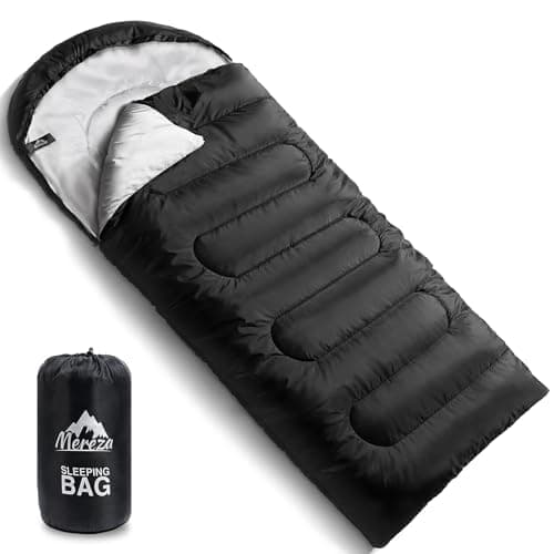 MEREZA Sleeping Bags XL for Mens Large Wide Sleeping Bag for Camping Big and Tall Sleeping Bags for Women Adults Warm with Compression Sack Cold Weather & Warm (Black)