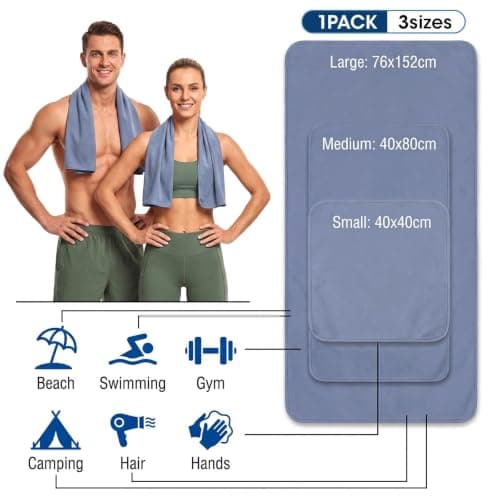 Gusmigus Microfibre Towel Set of 3 with Transport Bag, Microfibre Sports Towel, Quick-Drying Microfibre Towel, Travel Towel, Bath Towel for Fitness, Sports & Sauna (Dark Blue) — view 2