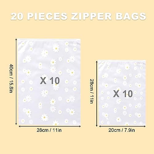 KEYRI 20 Pcs Reusable Frosted Zip-Lock Seal Clothes Travel Storage Hospital Shoes Waterproof Luggage Organizer For Clothes Shoes Cosmetics Travel Essentials (Floral) — view 2