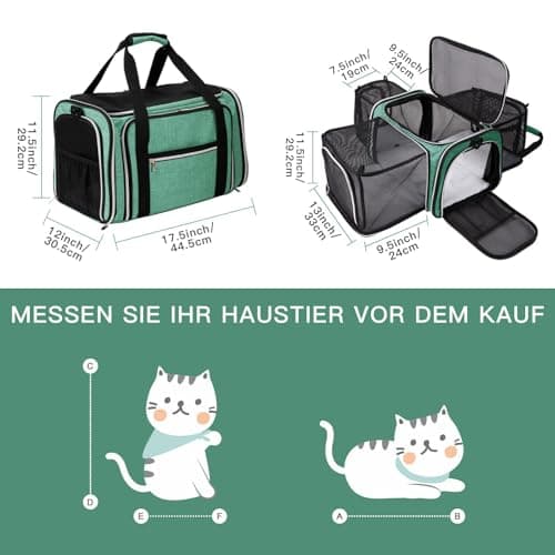 BAGLHER Cat Carrier Bag, Airline Approved Pet Carrier Soft Side Pet Travel 5 Sides Open Doors 3 Sides Expandable Foldable Dog Carrier with Fleece Pad — view 2