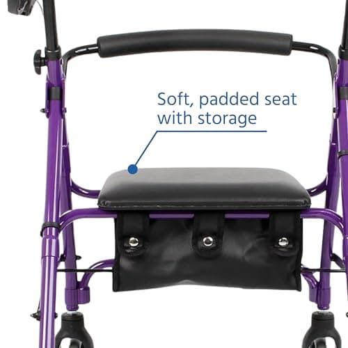 Days Rollator Walker with Seat – Lightweight Walking Aids Rollator, Adjustable Walking Frame with Wheels, Safe-Lock Brakes & Comfort Handles, Folding Mobility Aid for Users 5'1"–5'11" – Small, Blue — view 6