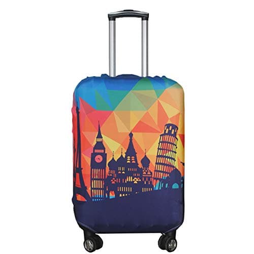 Explore Land Travel Luggage Cover Suitcase Protector Fits 18-32 Inch Luggage Modern City, M (23-26 inch Luggage)