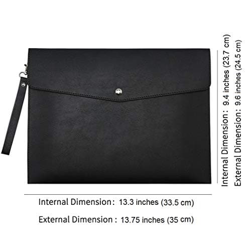 Wonderpool A4 Faux Leather Envelope Documents Multifunction Folders Stationery Bag -Portfolio File for Paper Letter Stationery Organizer and Tablet Case PC Sleeve (Black) — view 4