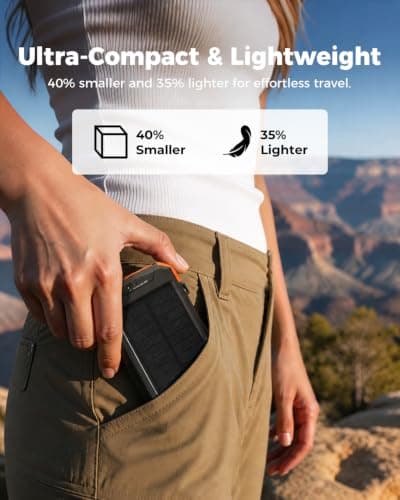 BLAVOR Solar Power Bank 10,000mAh, Portable Wireless Charger, 20W Fast Charging External Battery Pack with USB C for Cell Phones, Solar Panel Charging with Dual Flashlight for Camping — view 4