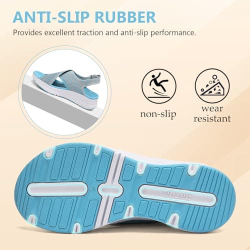 Hanani Womens Orthopedic Sandals Adjustable Strap Sandals Arch Support Ladies Summer Wedge Slingback Sliders Platform Walking Shoes Washable Slide Sport Girls Casual Thick Bottom Beach Shoes — view 6