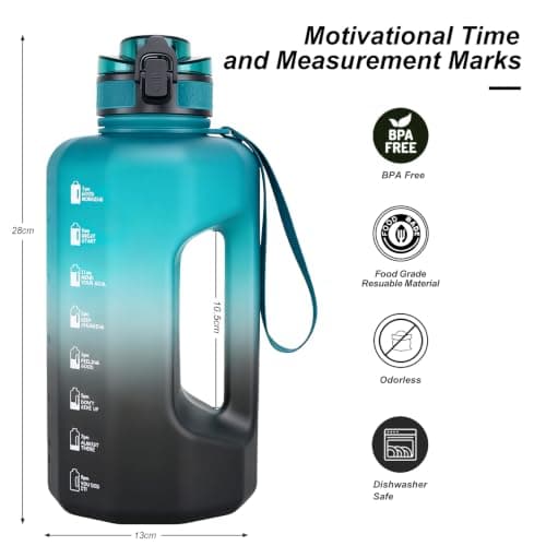 GEMFUL 2.2L Water Bottle Large Capacity Motivational with Time Markers — view 3