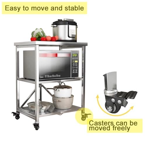 HIYOUGO Foldable Stainless Steel Table, Portable Outdoor BBQ Tolley — view 4