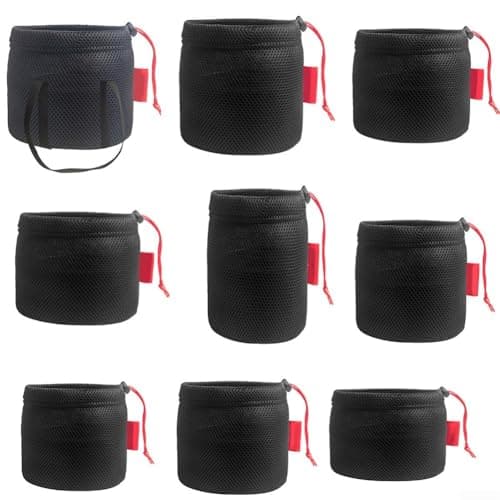 Mesh Pot Organizer Bag for Camping Cookware Storage, Breathable Outdoor Kitchen Gear Pouch with Drawstring, Anti-Collision Hiking Stove Carrier and Water Bucket Mesh Holder,(19 * 20cm) — view 5