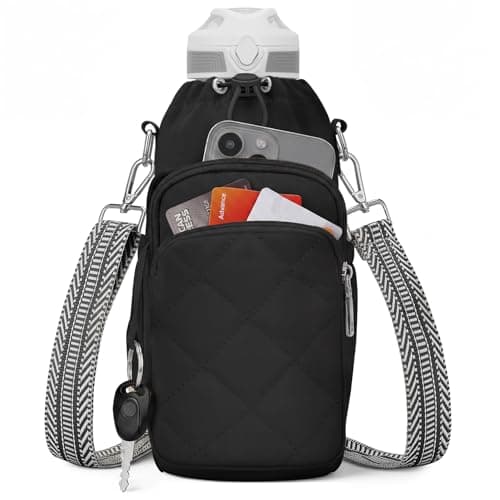 SYTRAH Water Bottle Bag Crossbody, Insulated Holder Shoulder Purse Black