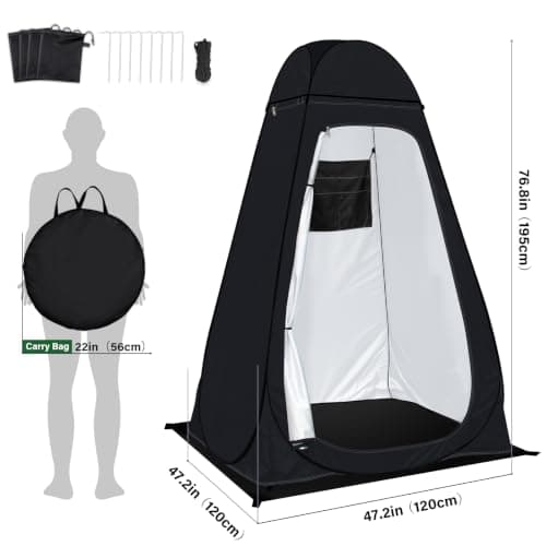 Pop Up Toilet Tent, Portable Shower Privacy Tent for Camping, Dressing Room Privacy Shelter, Changing Tent for Beach, Fishing, Hiking, Camping Shower Tent- UV Protection with Carrying Bag -Black — view 2