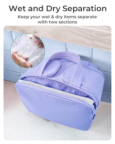 BAGSMART Large Travel Toiletry Makeup Bag, Upright Storage, Brush Pocket — view 4