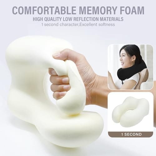 Yomisee Travel Pillow Neck Pillow for Travel Airplane Memory Foam Flight Pillow for Cars, Trains, Home, Offices (Black) — view 5