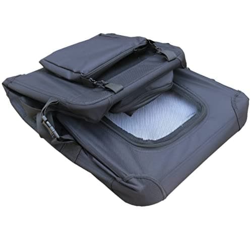 HugglePets Foldable Fabric Pet Crate Carrier - Black (Small 50 x 34cm) Lightweight & Ventilated Double Door Carrier for Dogs & Cats with Sheepskin Mat. Ideal for Home & Travel. — view 4