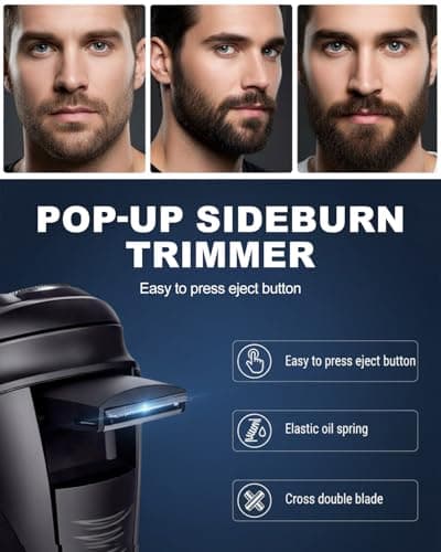 Lorrtta USB Charging Electric Razor for Men, Cordless 90-Min Runtime Electric Shaver with LED Display, IPX5 Waterproof Shavers with Pop-Up Trimmer for Smooth Shaving, Fathers Day Gift for Men — view 5