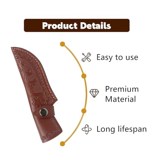 7 Inch Brown Premium Leather Knife Sheath for Chef Japanese Boning Knives — view 3