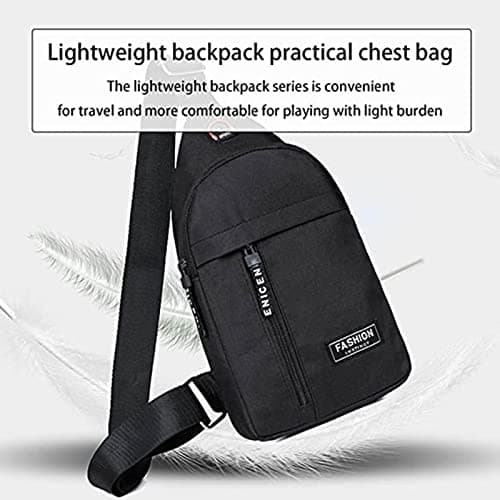 Men Women Small Sling Crossbody Chest Bag Multipurpose Sling Purse Strap Travel Sports Bag With Earphone Hole (Black One Size) — view 3