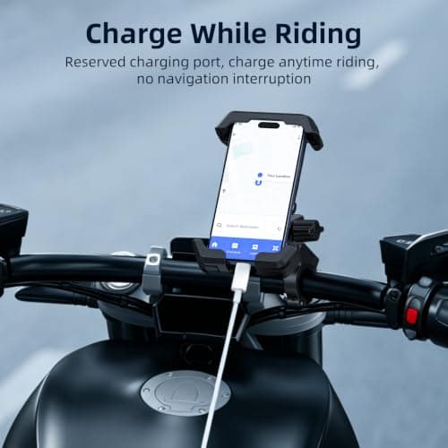 BRDRC Motorcycle & Bike Phone Mount‑720° Rotatable Metal Extension Arm, Anti‑Theft Universal Handlebar Holder, Dual Vibration Dampening, Compatible with iPhone 17/16/15 & 4.8‑7.5" Smartphones — view 6