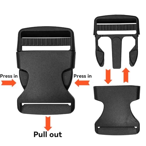 zeyedemo 20 Sets Plastic Side Release Buckles 15mm/20mm/25mm/32mm /38mm Heavy Duty Buckle Clips Snaps Backpack Belt Tri-Glide Slides Replacement Buckles for Luggage Fastening Strap Pet Collar — view 3