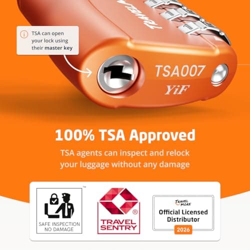 1-Pack TSA Approved Travel Combination Cable Luggage Locks for Suitcases & Backpacks | TSA Lock | Luggage Lock | Orange — view 3
