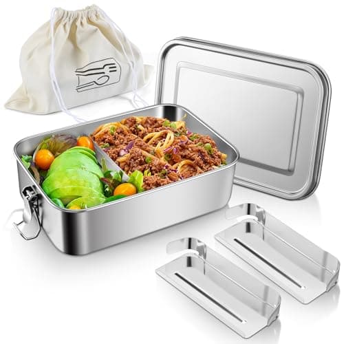 Joyfair 1400ml Stainless Steel Compartment Bento Lunch Box with Cloth Bag