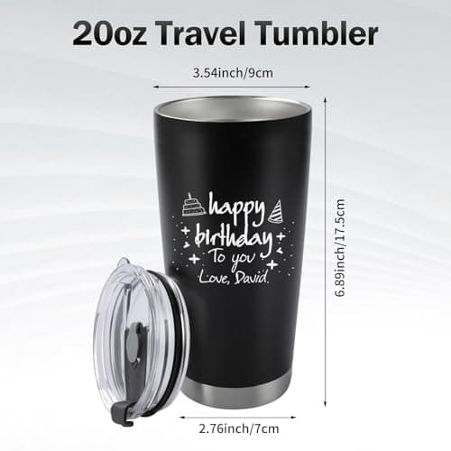 Personalised Coffee Tumbler with Photo & Text – 590ml (20oz) Custom Stainless Steel Travel Mug with Lid – Thoughtful Custom Gift for Mum, Dad, Family & Friends — view 3