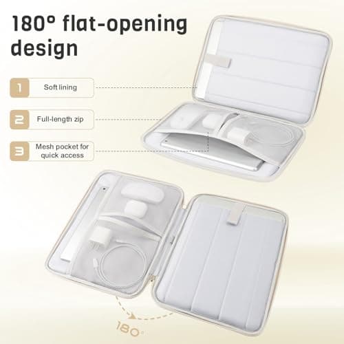 13 Inch Padded iPad Sleeve With Top Handle & Front Storage Pocket, Shock‑Resistant Protective Tablet Case for iPad Air，Cream White — view 5