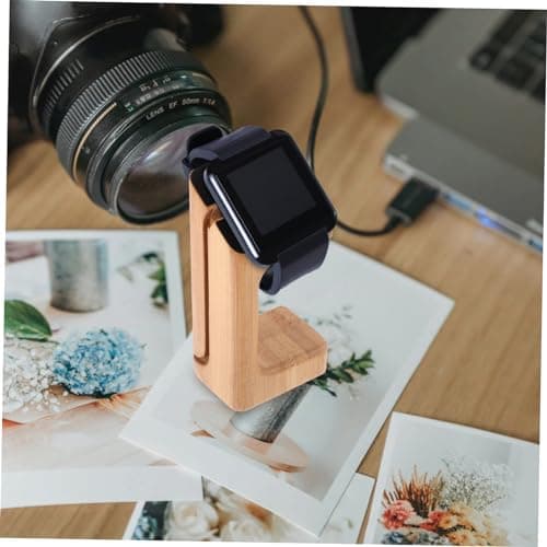 HOLIDYOYO Bamboo Smart Watch Charging Stand Elegant Natural Wood Holder Compatible with Apple Watch Lightweight User-friendly Design for Home Travel — view 5