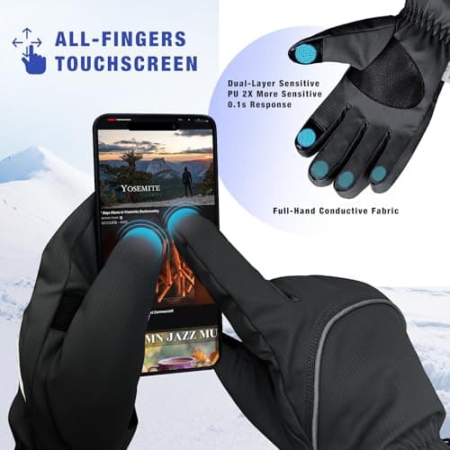 Origem Thermal Winter Ski Gloves Unisex, 3M Thinsulate Waterproof for Skiing — view 4