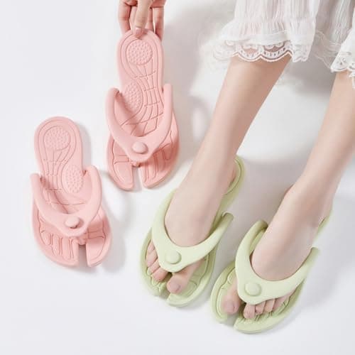 swimming shoes for women,Foldable Flip Flops Travel Slippers Shower Bathroom Shoes Lightweight Folding Slides Sandals Portable Hotel Spa Indoor Pool Slipper Waterproof Quick Drying Beach Slippers — view 2