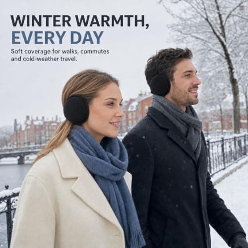 NWDEY 2 Pack Winter Warmers Ear Muffs for Women and Men，Black*Black — view 2