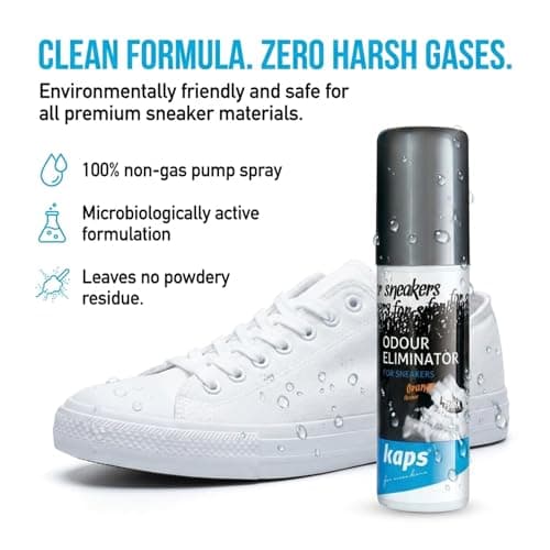 Shoe Freshener Spray for Trainers Sneakers - Odour Eliminator Deodoriser for Smelly Shoes Footwear with Silver Nanoparticles, Fresh Orange Citrus Scent, Foot Spray 100ml - Kaps — view 3