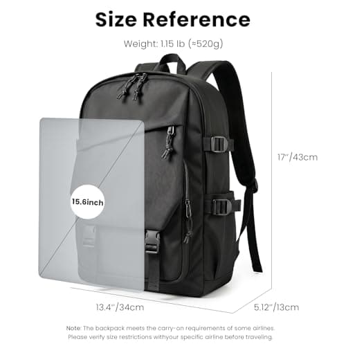 Ultra Lightweight School Bag for Men Women, Waterproof Oxford Cloth Casual Rucksack, Commuter Laptop Backpack Fits 15.6 Inch Notebook, Large Capacity 20L Minimalist College Work Daypack (Black) — view 3