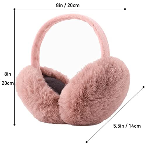 IHCEMIH Ear Muffs, Women Earmuffs Winter Accessories Fluffy Plush Foldable Adults Outdoor Thermal Ear Warmer Skiing Running Ears Covers Protector from Wind Cold Fashion Gift for Girls Ladies Deep Pink — view 3