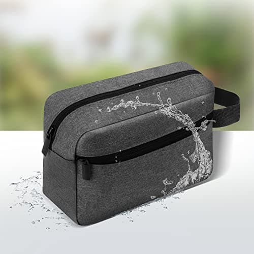 Toiletry Bag for Men, Portable Travel Wash Bag Waterproof Shaving Bag Toiletries Accessories Cosmetic Bag Make Up Bag, Gym Shower Bathroom Makeup Bag with Handle (Grey) — view 3