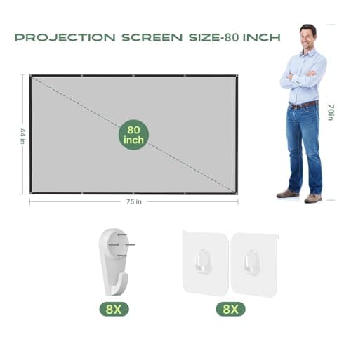 AAJK Alr Outdoor Projector Screen, 4K Movie Projector Screen, 16:9, HD Foldable Anti-Folding Portable Projector, Movie Screen for Home Theater, Outdoor Indoor (80 Inch Pro) — view 2