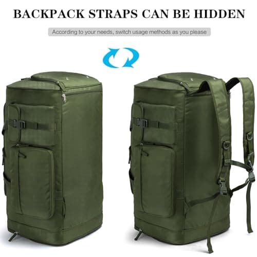TAIHOYIN Large Gym Bag Backpack with Shoes Compartment, 70L Heavy Duty Sports Duffle Bag for Men & Women, Workout Duffel Bag, Weekender Overnight Backpack for Travel Camping, Green — view 3