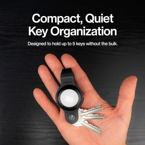 KeySmart Air Tag Holder, Airtag Holder with Car Key Ring Hoop for Airtags & Car Accessories for Men, Key Organiser Keyring with Airtag Keyring Rings for Key Fob, Car Keyring Keychain Rings, Black — view 3