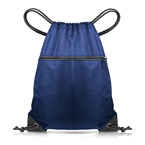 CHEPULA Drawstring Gym Bag, Large Sports Backpack String Swim Drawstring PE Bags for Women Men, Travel Beach School Bag with Waterproof (navy blue)
