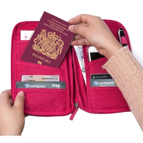 YYGOJOY Family Passport Holder Travel Wallet, Travel Document Holder Organiser, Passport Case for Cash, Passport ID Card, Credit Cards, Flight Ticket Pen for Men Women (Navy Blue) — view 5