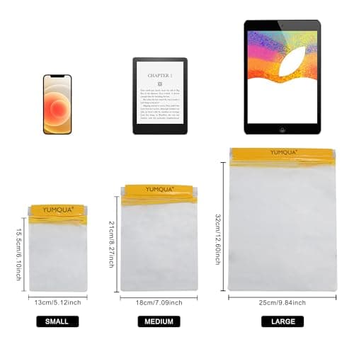 YUMQUA Waterproof Bag, Waterproof Pouch Dry Bag for Document Map Camera Tablet Phone Holder, Set of 3, Yellow — view 2