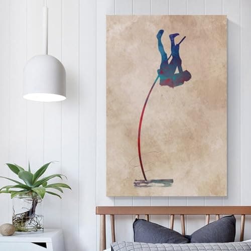 Pole Vault Sport Art Poster Wall Decoration Nordic Retro Poster Modern Home Decor Art Canvas Prints Birthday Gifts Women 08x12inch(20x30cm)