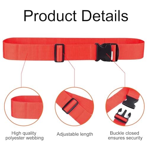 Luggage Strap (2 Pack), with 2 Luggage Tags, Custom Identification, Travel Bag Closure, For Connecting Luggage Together, Red — view 3